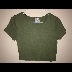 Olive Green Crop Top (Divided H&M Basic)